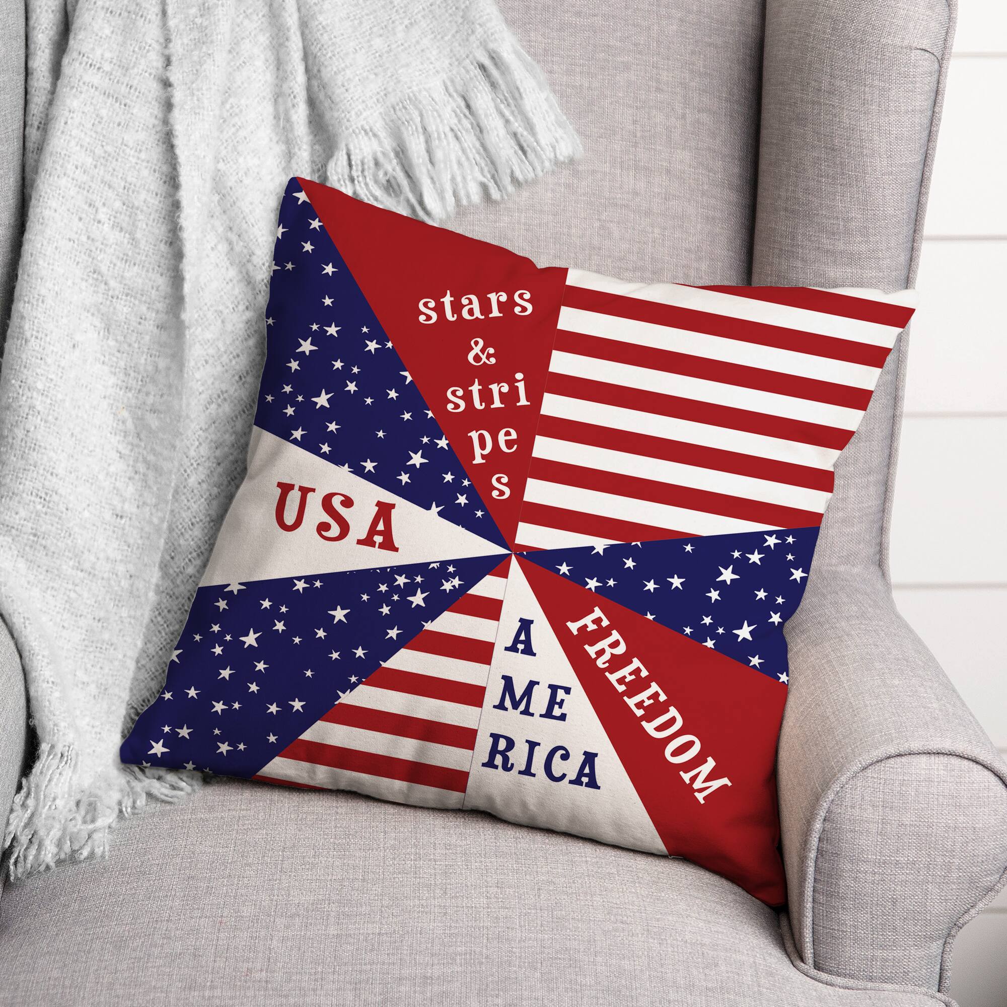 Patriotic Flag Starburst Throw Pillow